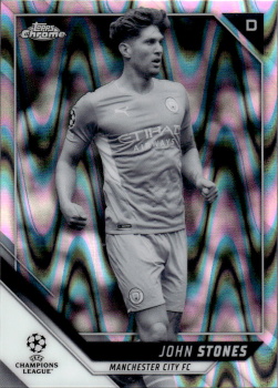 John Stones Manchester City Topps UEFA Champions League Chrome 2021/22 Black & White Ray Wave #24