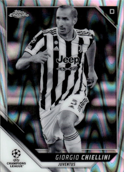 Giorgio Chiellini Juventus FC Topps UEFA Champions League Chrome 2021/22 Black & White Ray Wave #82