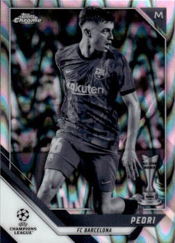 Pedri FC Barcelona Topps UEFA Champions League Chrome 2021/22 Black & White Ray Wave #89