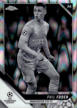 Phil Foden Manchester City Topps UEFA Champions League Chrome 2021/22 Black & White Ray Wave #129