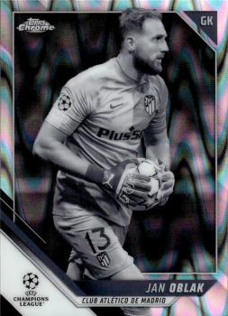 Jan Oblak Atletico Madrid Topps UEFA Champions League Chrome 2021/22 Black & White Ray Wave #134