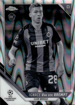 Ignace Van der Brempt Club Brugge Topps UEFA Champions League Chrome 2021/22 Black & White Ray Wave #156