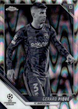 Gerard Pique FC Barcelona Topps UEFA Champions League Chrome 2021/22 Black & White Ray Wave #166