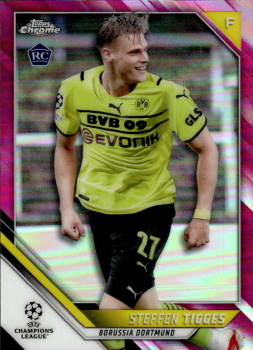 Steffen Tigges Borussia Dortmund Topps UEFA Champions League Chrome 2021/22 Pink Refractor /175 #55