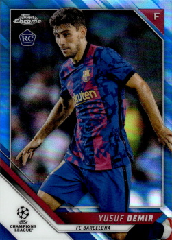 Yusuf Demir FC Barcelona Topps UEFA Champions League Chrome 2021/22 Blue Refractor /150 #62