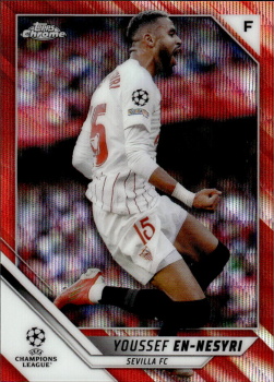 Youssef En-Nesyri Sevilla FC Topps UEFA Champions League Chrome 2021/22 Red Wave Refractor /5 #153