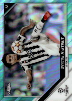 Weston McKennie Juventus FC Topps UEFA Champions League Chrome 2021/22 Aqua Refractor /199 #175