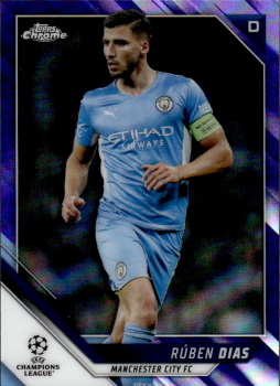 Ruben Dias Manchester City Topps UEFA Champions League Chrome 2021/22 Purple Refractor /250 #196