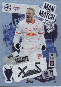 Xaver Schlager RB Leipzig 2024/25 Topps Match Attax UEFA Club Competitions Man of the Match Signature Style #406