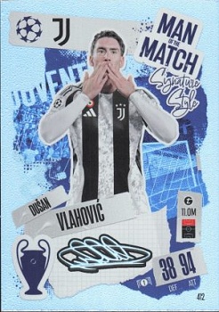 Dusan Vlahovic Juventus FC 2024/25 Topps Match Attax UEFA Club Competitions Man of the Match Signature Style #412