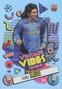 Lionel Messi FC Barcelona 2024/25 Topps Match Attax UEFA Club Competitions Vintage Vibes Legend #420