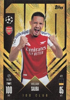 William Saliba Arsenal 2024/25 Topps Match Attax UEFA Club Competitions 100 Club #472