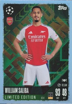 William Saliba Arsenal 2024/25 Topps Match Attax UEFA Club Competitions Limited Edition #LE4