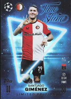 Santiago Gimenez Feyenoord 2024/25 Topps Match Attax UEFA Club Competitions Limited Edition - Time to Shine #TTS4