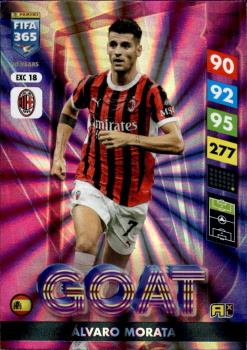 Alvaro Morata A.C. Milan Panini FIFA 365 2025 Adrenalyn XL Goat #EXC 18
