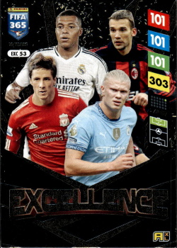 Erling Haaland, Kylian Mbappe, Andriy Shevchenko, Fernando Torres Panini FIFA 365 2025 Adrenalyn XL Excellence #EXC 53