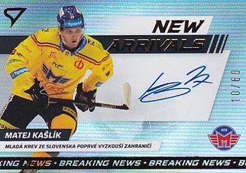 Matej Kaslik Ceske Budejovice Tipsport ELH 2024/25 SportZoo 1. serie New Arrival Auto /60 #NAS-MK