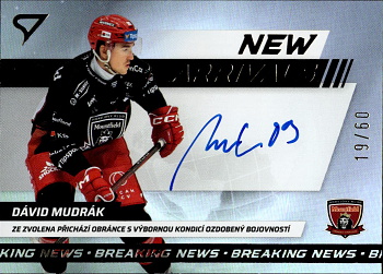 David Mudrak Hradec Kralove Tipsport ELH 2024/25 SportZoo 1. serie New Arrival Auto /60 #NAS-DM