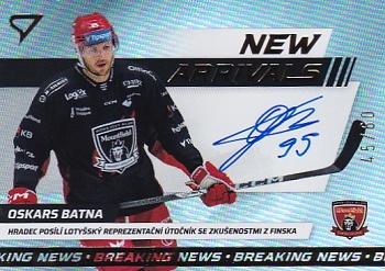 Oskars Batna Hradec Kralove Tipsport ELH 2024/25 SportZoo 1. serie New Arrival Auto /60 #NAS-OB