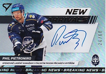Phil Pietroniro Kladno Tipsport ELH 2024/25 SportZoo 1. serie New Arrival Auto /60 #NAS-PP