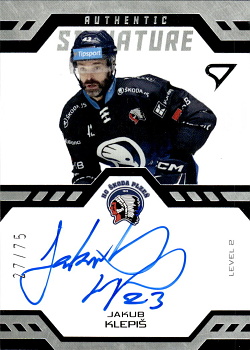 Jakub Klepis Plzen Tipsport ELH 2024/25 SportZoo 1. serie Authentic Signature Level 2 /75 #SL2-JK