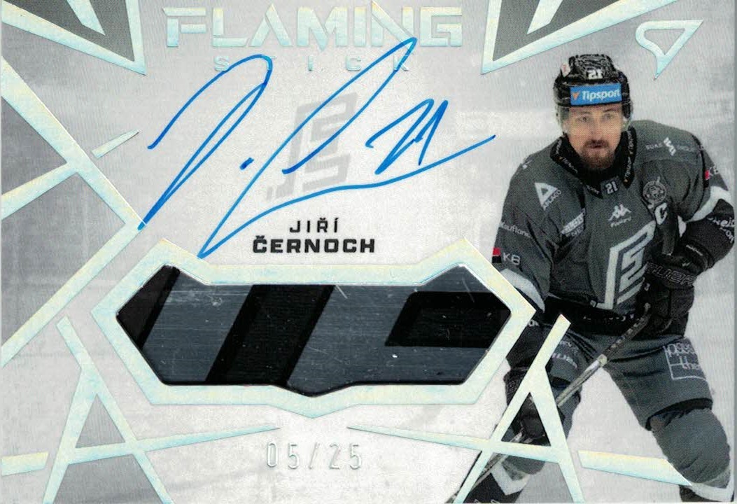 Jiri Cernoch Karlovy Vary Tipsport ELH 2024/25 SportZoo 1. serie Flaming stick Auto /60 #FS-OP
