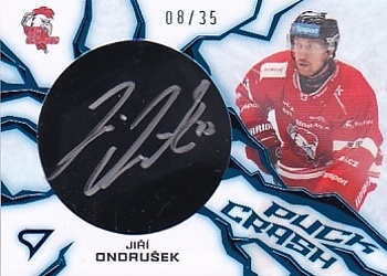 Jiri Ondrusek Olomouc Tipsport ELH 2024/25 SportZoo 1. serie Puck Crash Auto /35 #PC-ON
