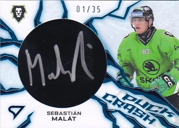 Sebastian Malat Mlada Boleslav Tipsport ELH 2024/25 SportZoo 1. serie Puck Crash Auto /35 #PC-SM