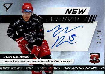 Ryan Dmowski Hradec Kralove Tipsport ELH 2024/25 SportZoo 1. serie New Arrival Auto /60 #NAS-RD