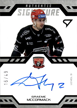 Graeme McCormack Hradec Kralove Tipsport ELH 2024/25 SportZoo 1. serie Authentic Signature Level 3 /49 #SL3-GM