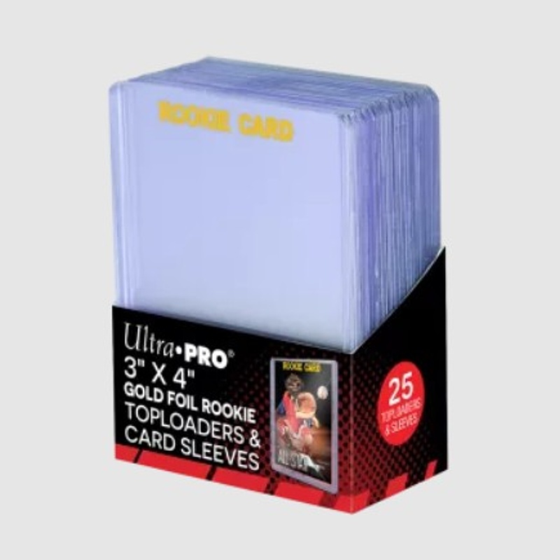 Plastový toploader Ultra Pro 35pt Gold Rookie + Sleeves, balení 25 ks