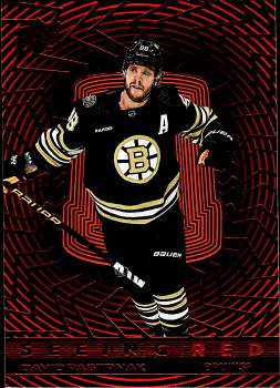 David Pastrnak Boston Bruins Upper Deck 2023/24 Extended Series Seeing Red #SR-71