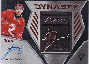 Jakub Jerabek Trinec Tipsport ELH 2024/25 SportZoo 2. serie Dynasty Auto Copper Logo /25 #DY-01