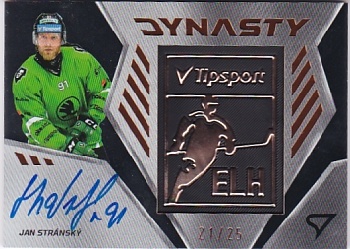 Jan Stransky Mlada Boleslav Tipsport ELH 2024/25 SportZoo 2. serie Dynasty Auto Copper Logo /25 #DY-34