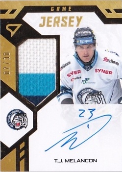 T.J. Melancon Liberec Tipsport ELH 2024/25 SportZoo 2. serie Game Jersey Auto /30 #GJ-TM