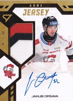 Jakub Orsava Olomouc Tipsport ELH 2024/25 SportZoo 2. serie Game Jersey Auto /30 #GJ-JO