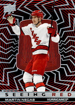 Martin Necas Carolina Hurricanes Upper Deck 2023/24 Extended Series Seeing Red Silver Spectrum #SR-30