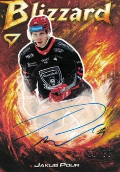Jakub Pour Hradec Kralove Tipsport ELH 2025/26 SportZoo 1. serie Blizzard Red Auto /55 #BLS-JP