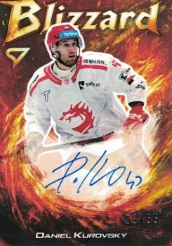 Daniel Kurovsky Trinec Tipsport ELH 2025/26 SportZoo 1. serie Blizzard Red Auto /55 #BLS-DK