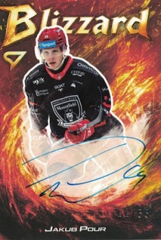 Jakub Pour Hradec Kralove Tipsport ELH 2025/26 SportZoo 1. serie Blizzard Red Auto /55 #BLS-JP