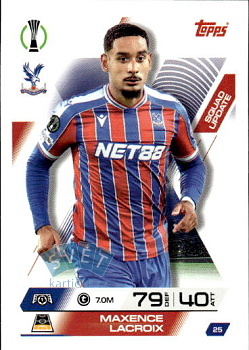 Maxeence Lacroix Crystal Palace Topps Match Attax EXTRA UEFA Club Competitions 2025/26 Squad Update #25