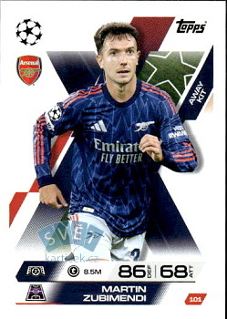 Martin Zubimendi Arsenal Topps Match Attax EXTRA UEFA Club Competitions 2025/26 Away Kit #101