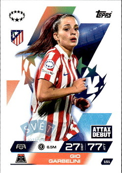Gio Garbelini Atletico Madrid Topps Match Attax EXTRA UEFA Club Competitions 2025/26 UEFA Women's Champions League #151