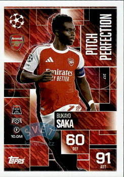 Bukayo Saka Arsenal Topps Match Attax EXTRA UEFA Club Competitions 2025/26 Pitch Perfection #217