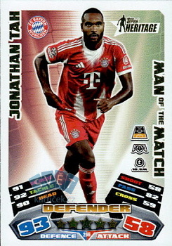 Jonathan Tah Bayern Munchen Topps Match Attax EXTRA UEFA Club Competitions 2025/26 Topps Heritage - Man of the Match #266