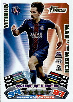Vitinha Paris Saint-Germain Topps Match Attax EXTRA UEFA Club Competitions 2025/26 Topps Heritage - Man of the Match #268