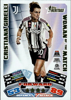 Cristiana Girelli Juventus FC Topps Match Attax EXTRA UEFA Club Competitions 2025/26 Topps Heritage - Woman of the Match #279