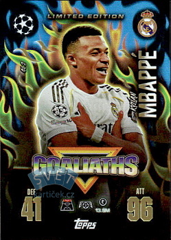 Kylian Mbappe Real Madrid Topps Match Attax EXTRA UEFA Club Competitions 2025/26 Limited Edition - Goaliaths #GL2