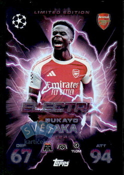 Bukayo Saka Arsenal Topps Match Attax EXTRA UEFA Club Competitions 2025/26 Limited Edition - ElectriX #LE04