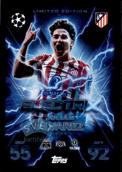 Julian Alvarez Atletico Madrid Topps Match Attax EXTRA UEFA Club Competitions 2025/26 Limited Edition - ElectriX #LE11